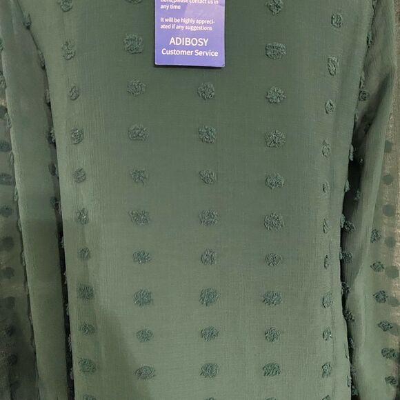 Adibosy new with tags chiffon green Swiss dot dress size small - Picture 4 of 7